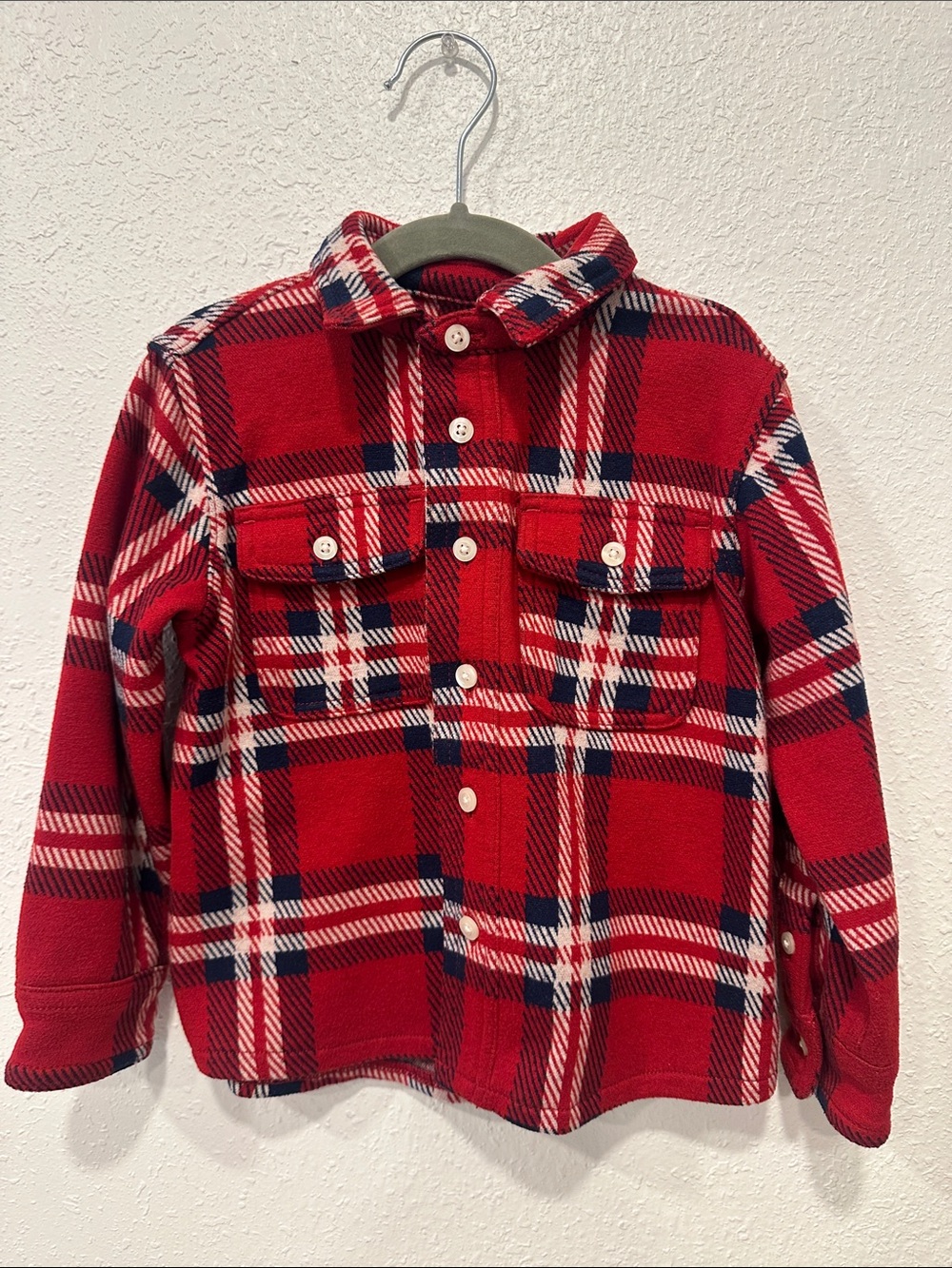 3T CREWCUTS Kids Red Plaid Button-Up Shirt Jacket